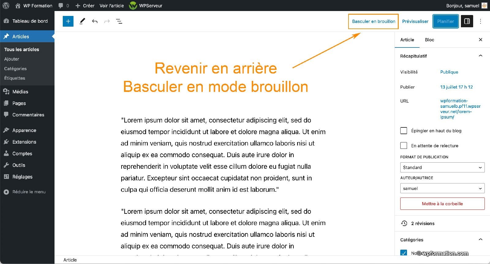 Comment planifier la publication d'un article WordPress