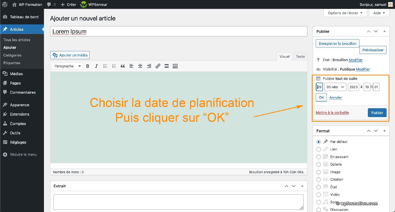 Comment planifier la publication d'un article WordPress