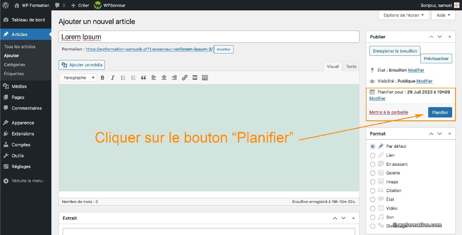 Comment planifier la publication d'un article WordPress
