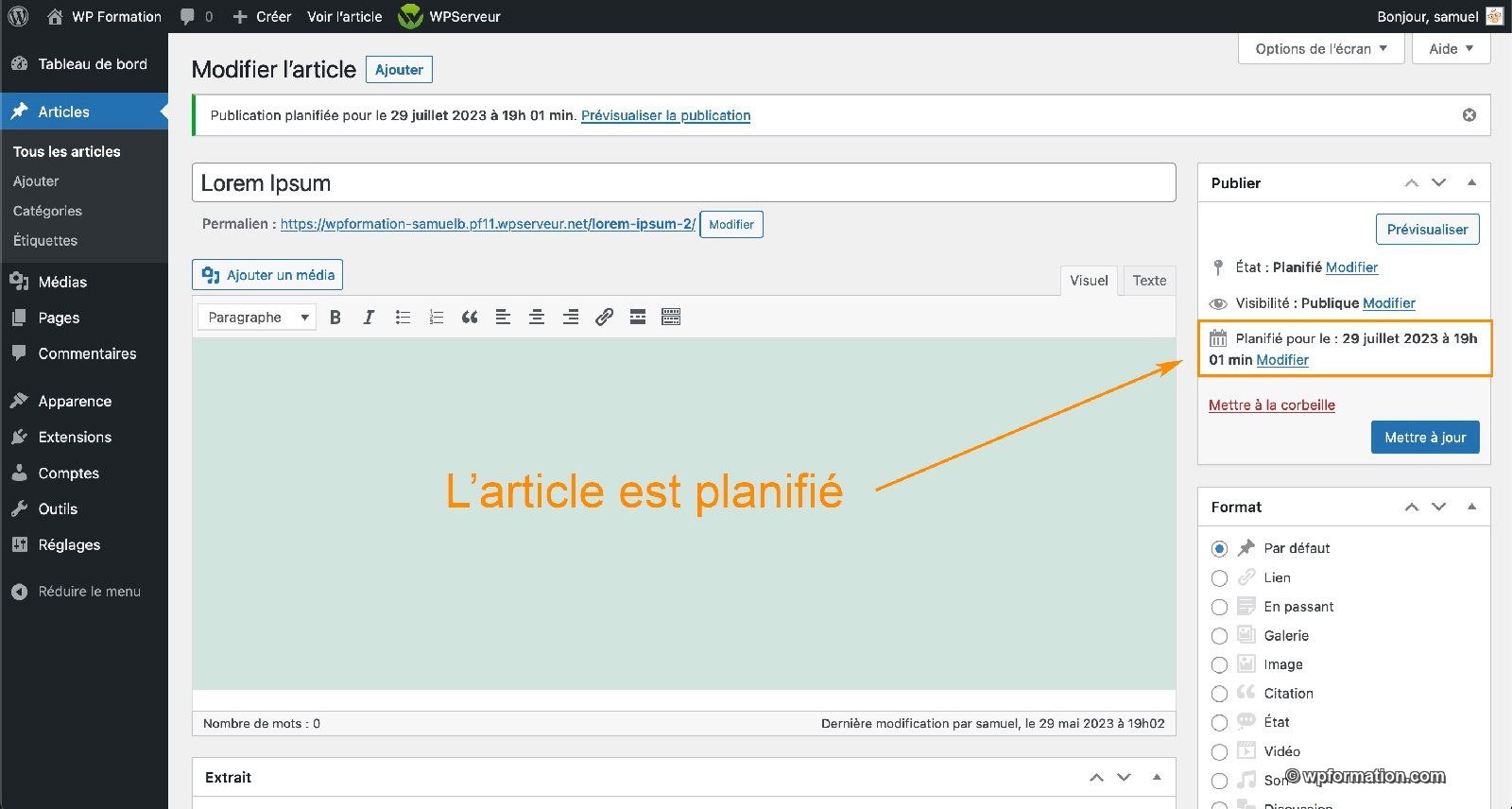 Comment planifier la publication d'un article WordPress
