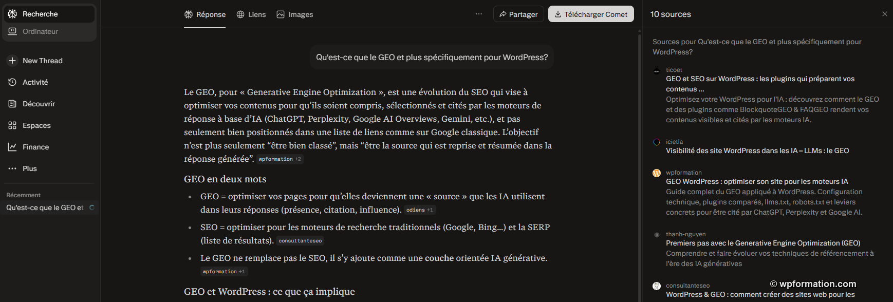 Schéma illustrant comment être cité par les moteurs de recherche IA grâce au GEO WordPress