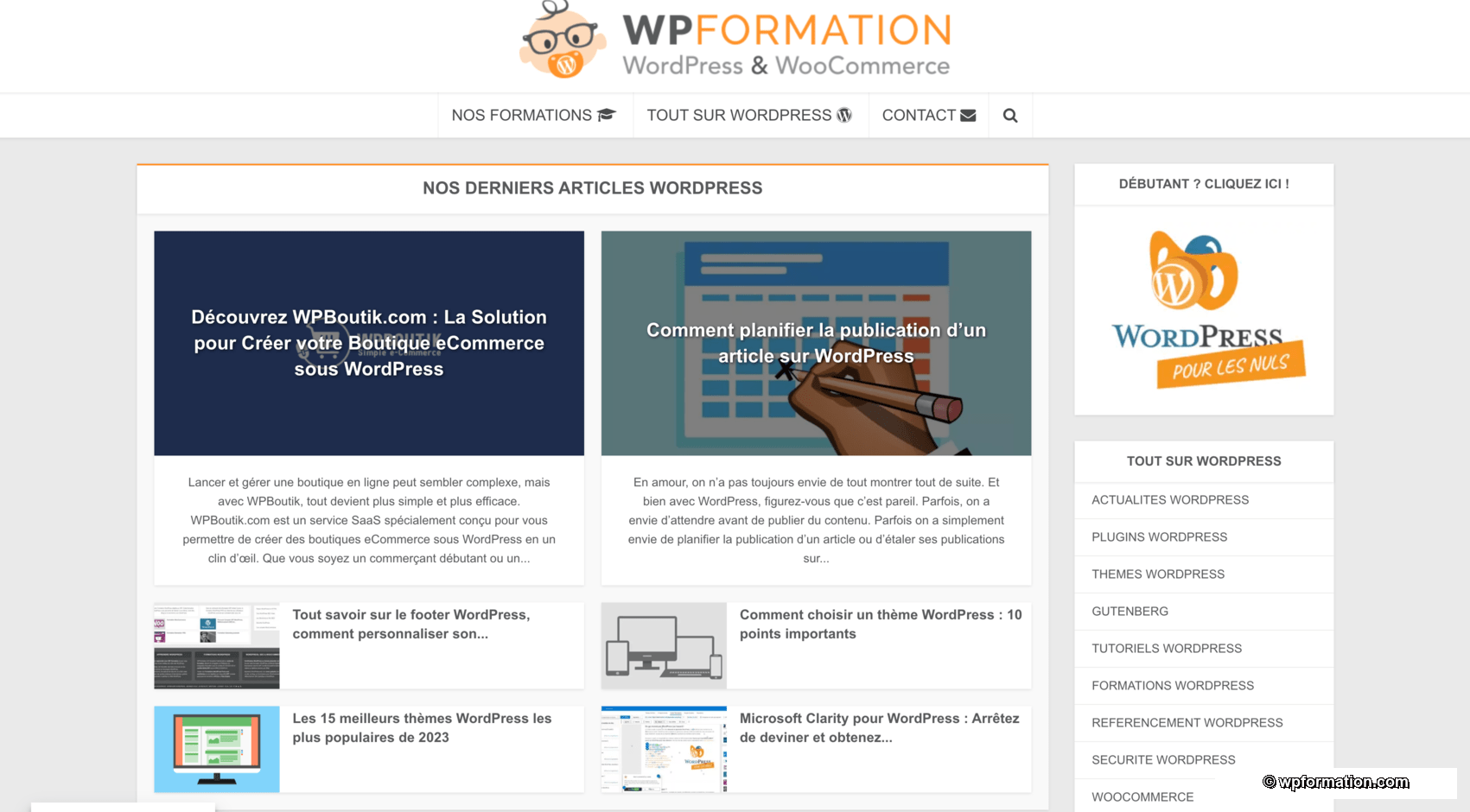 Le vieux WPFormation.com en 2012