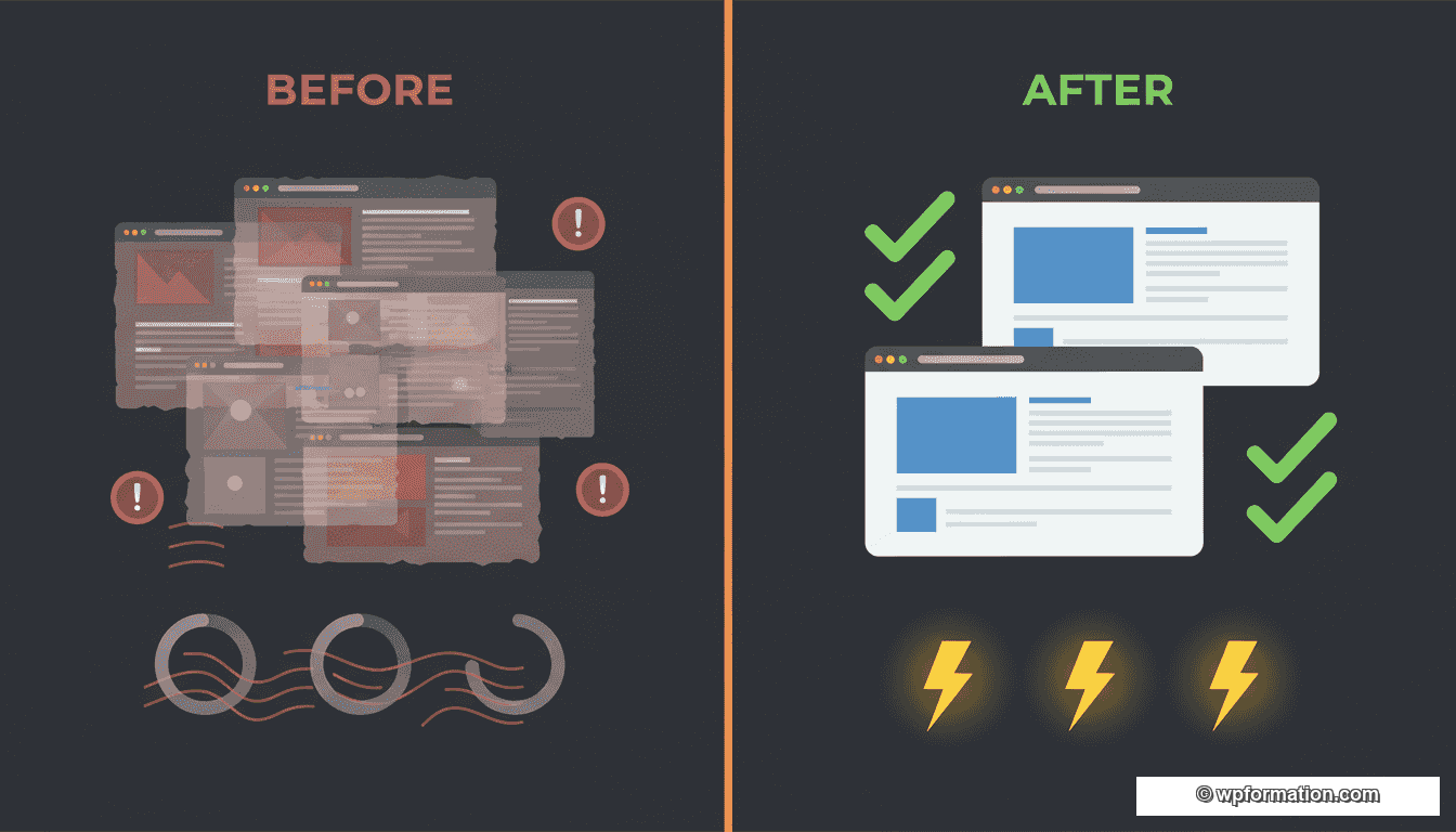 Comparaison avant-après migration WordPress headless performances et design