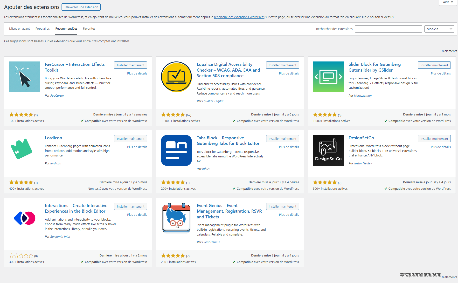 Illustration de l'onglet Featured Plugins sur le répertoire WordPress.org avec les pépites mises en avant
