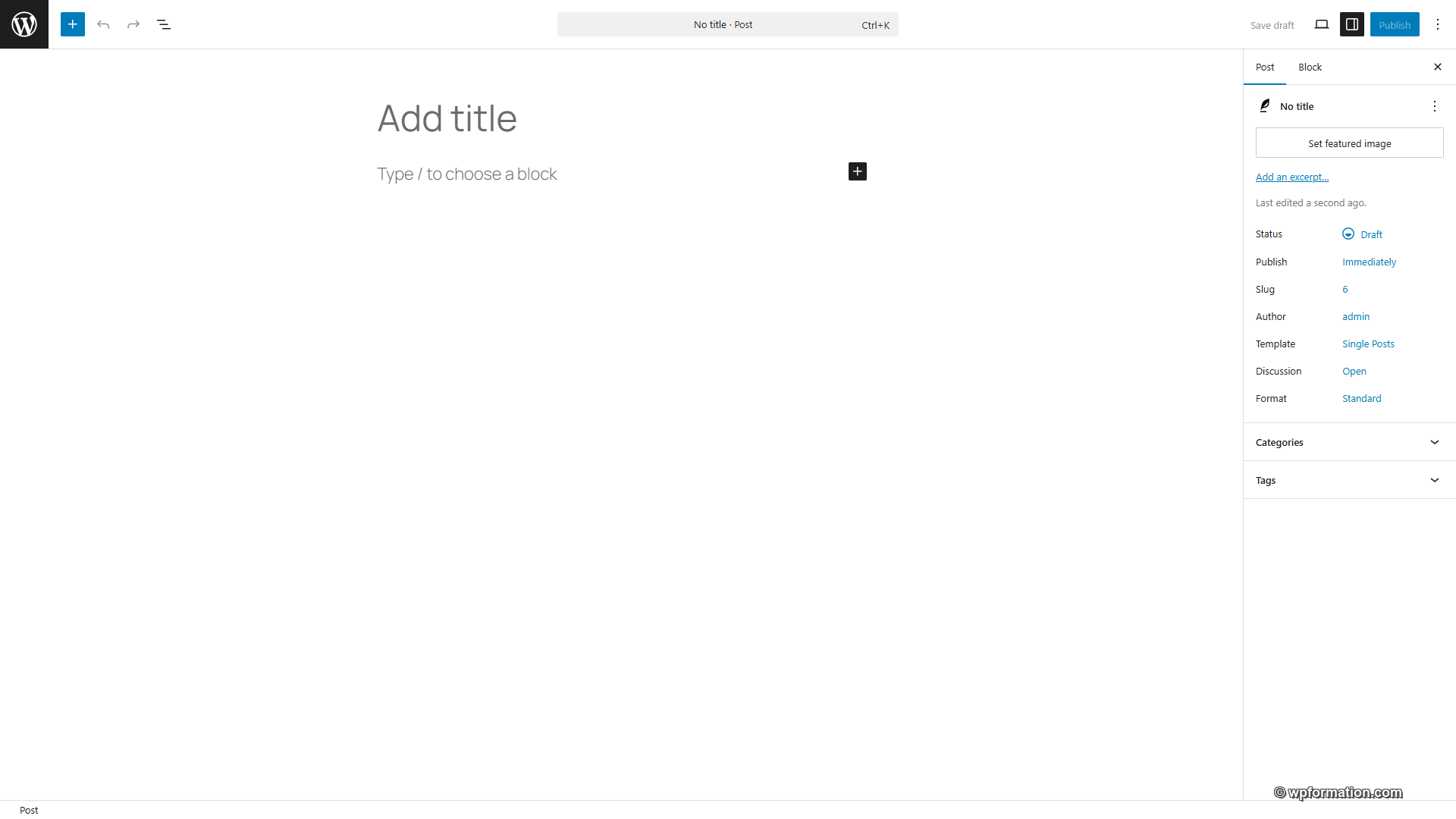 Capture r&eacute;elle de l'&eacute;diteur WordPress Gutenberg en 2026