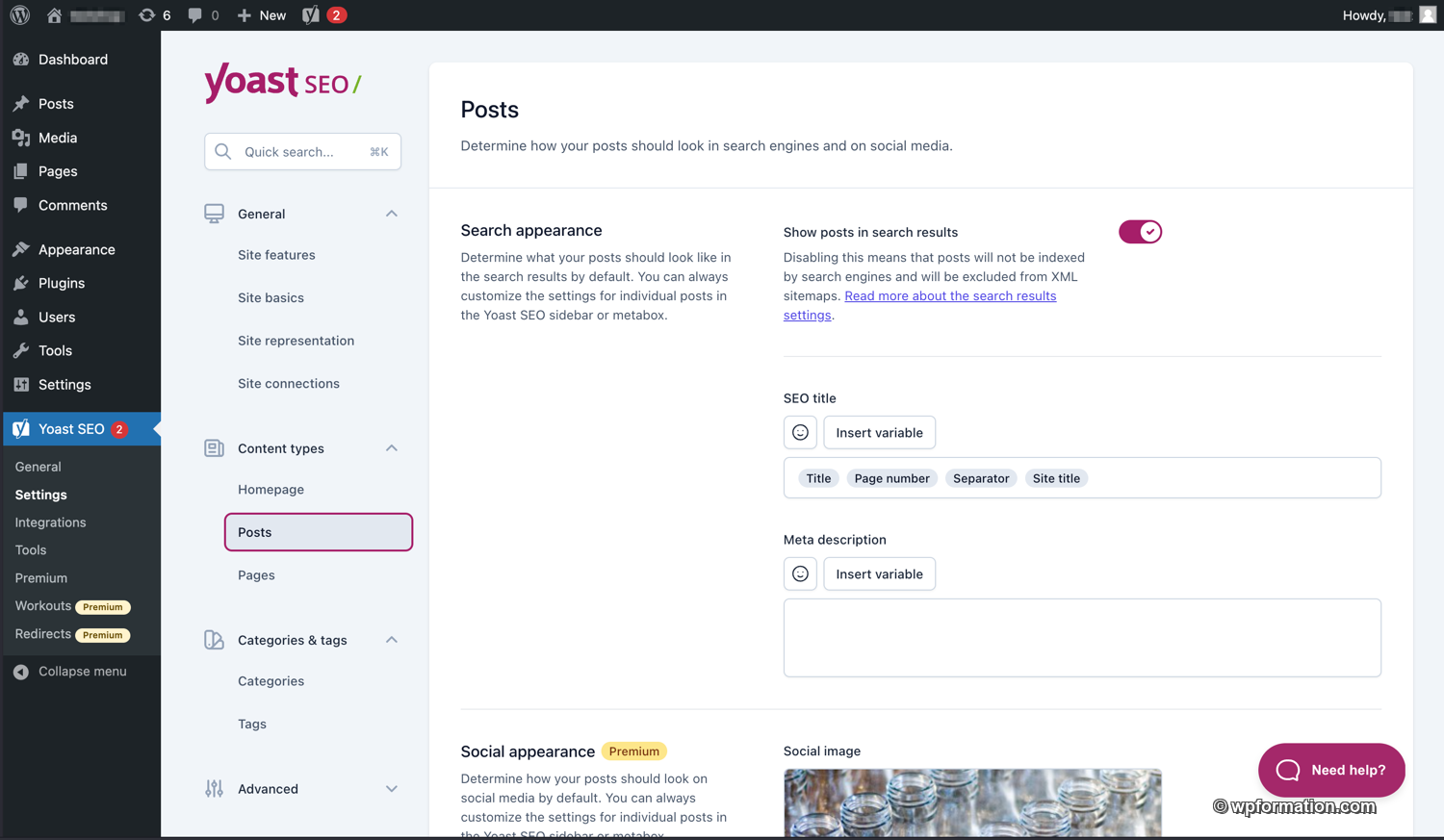 Analyse SEO Yoast montrant le score et les recommandations d'optimisation