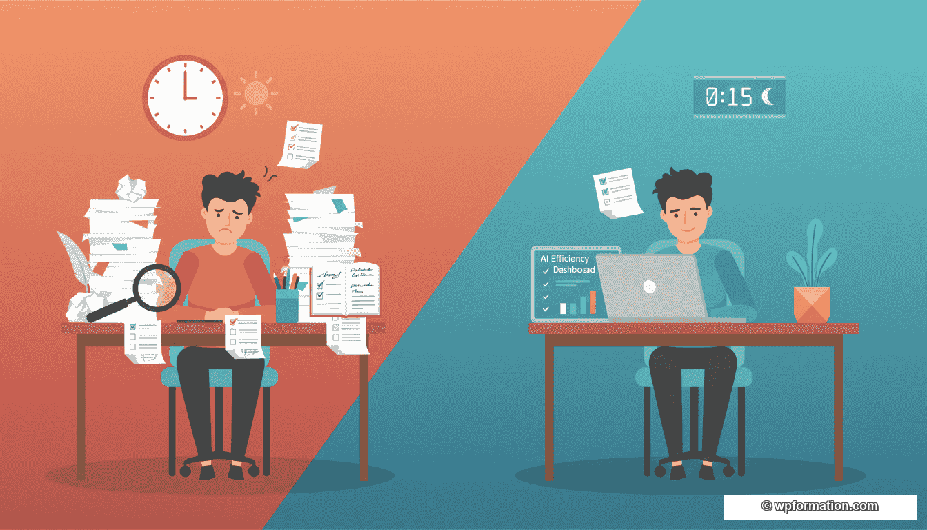 Comparaison avant et après : gestion manuelle versus assistée par IA sur WordPress